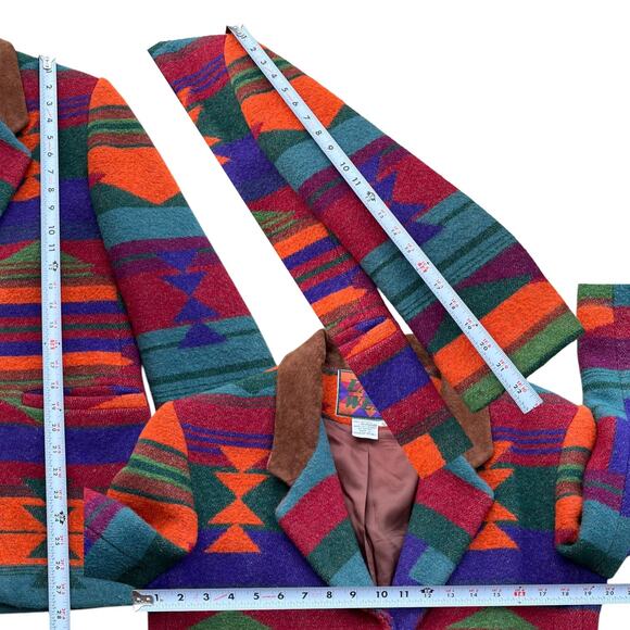 East West Wool Blend Vibrant Aztec Blazer Jacket Sz S - Picture 5 of 10